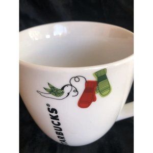 Starbucks 2011 Christmas Winter Holiday 13 oz Coffee Mug Cup with Mittens Birds
